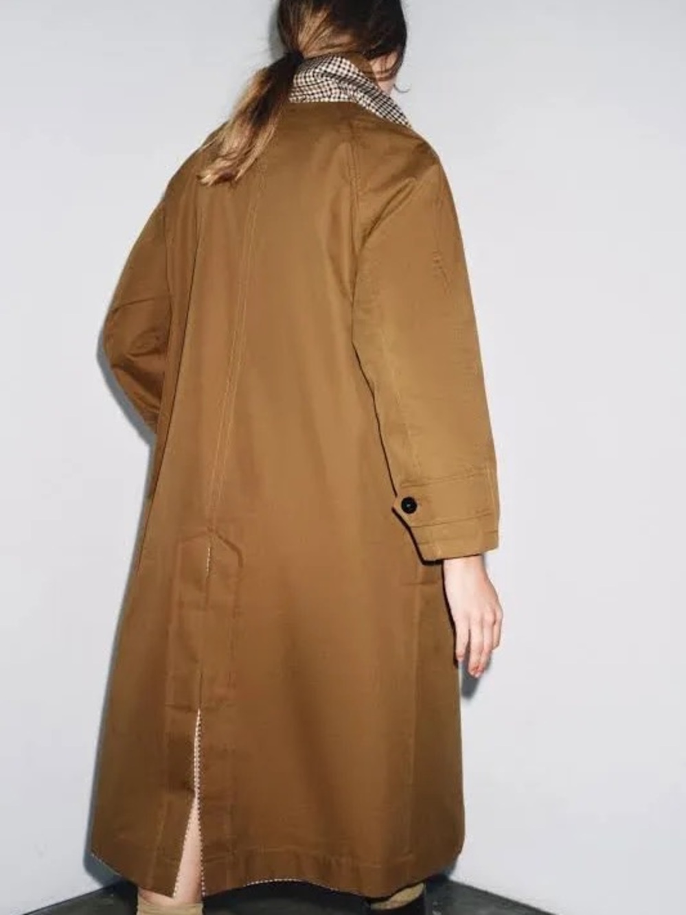 Zara Reversible Long Caramel Trench Coat - Picture 3 of 16